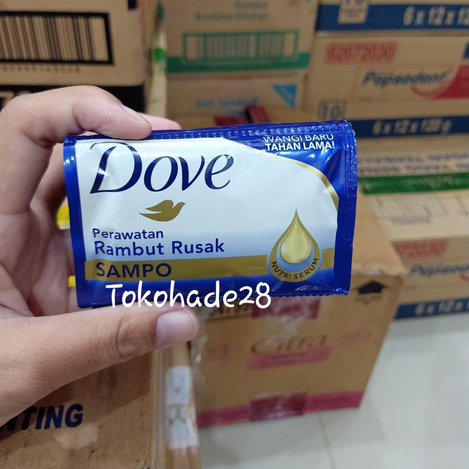 1 RENCENG Dove Shampo Kemasan Sachet 9ml Anti Dandruff Berkilau Rambut Rusak Rambut Rontok