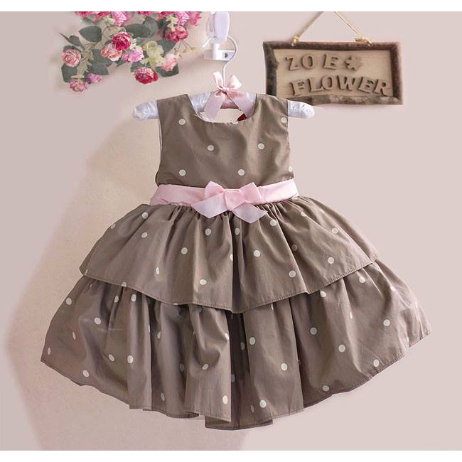 DRESS ANAK STACKS POLCA BROWN  14159-9 / BAJU ANAK