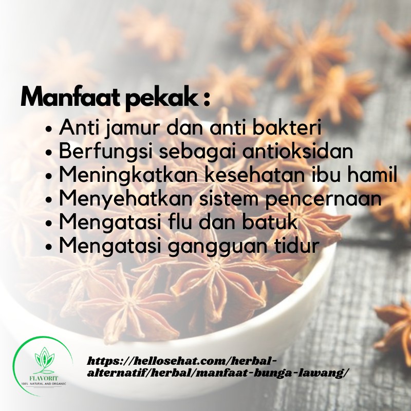 Rempah Pekak Bunga Lawang Kering Star Anise Bahan Pokok Makanan Bumbu Dapur Organik Herbal Asli