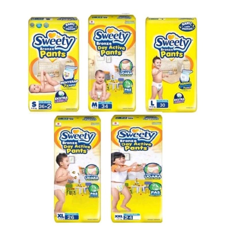 Sweety bronze ukuran uk S M L XL Xxl s36 m34 L30 xl26 xxl24 NB-s44 popok pampers anak baby bayi new 