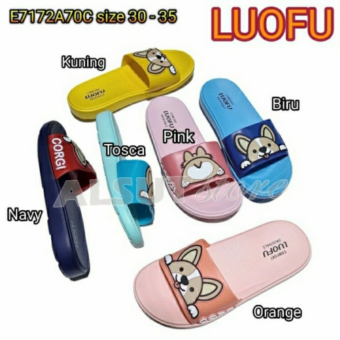 Sandal Anak Sandal Selop Anak LUOFU E7172 - Navy, 34