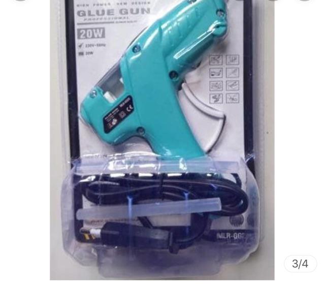 Paket Glue Gun 20 Watt Mollar - Biru & 9 Pcs Refill Stick Lem Tembak