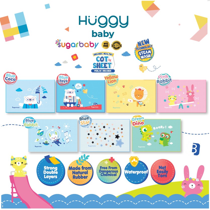 Sugarbaby Perlak Bayi Karet Organic Healthy Cot Sheet Sugar Baby