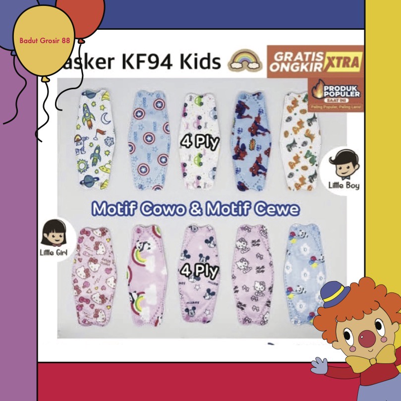 MASKER KF94 ANAK 4PLY LUCU MASKER ANAK KF94 4 PLY KIDS