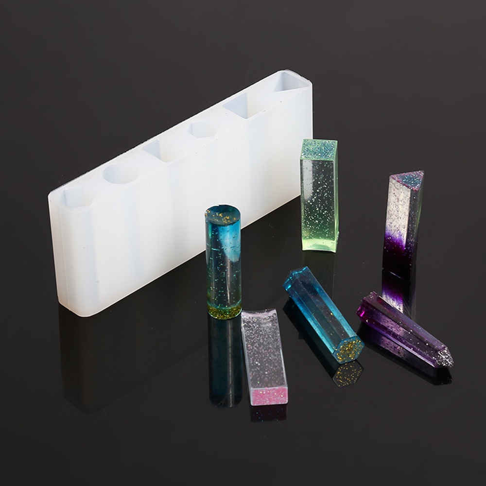 Cetakan Resin Epoxy Bahan Silikon Transparan Bentuk Silinder Poligonal Untuk Membuat Perhiasan