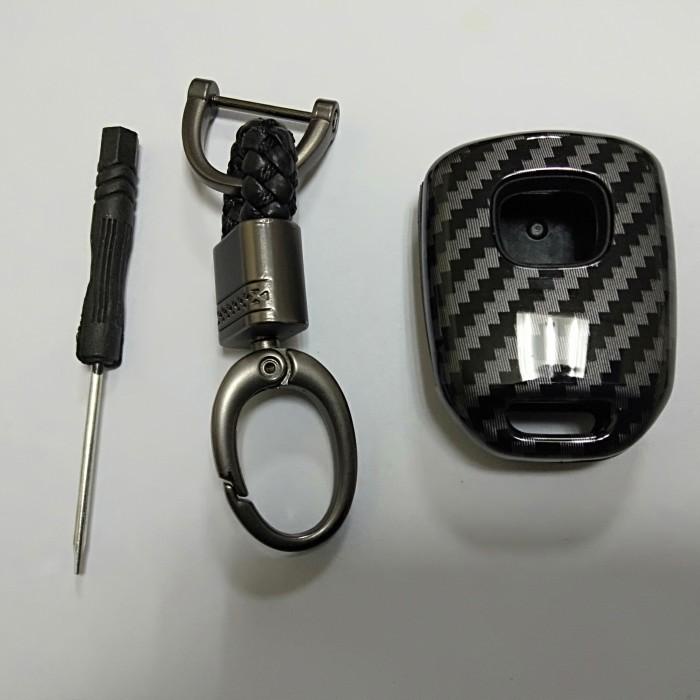 Cover Casing Kesing Kunci Mobil Carbon Brio New Hitam