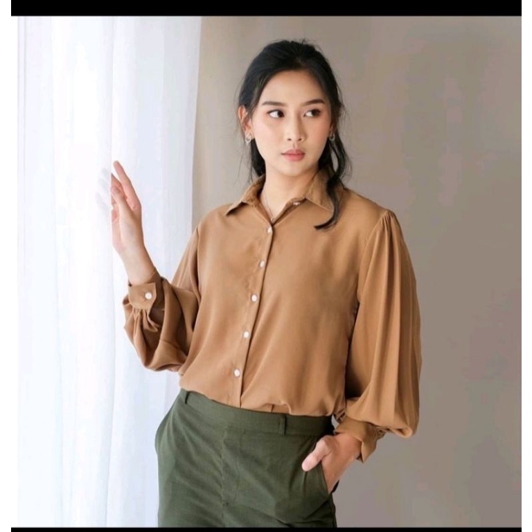 KEMEJA AUDRY RUFFI BASIC SHIRT/ LENGAN BALON