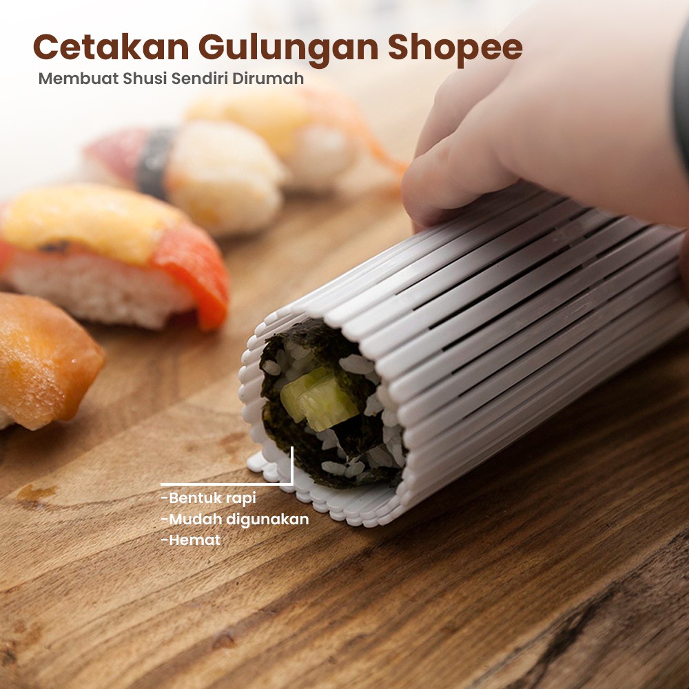 SUSHI ROLL MAKER / Cetakan Gulungan Sushi Roll Maker Sushi Roller Alat Pembuat Sushi Tikar Bamb ORiI