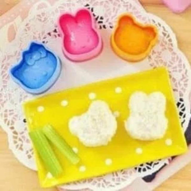 CETAKAN NASI BENTO 3 in 1 / RICE MOLD / 1 SET ISI 3 HK + Bear + Bunny