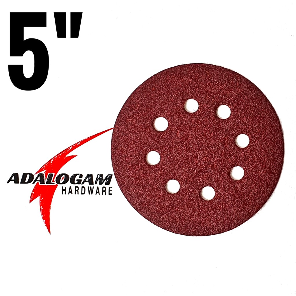 Ekamant Red Amplas Bulat Velcro 5 Inch 8 Lubang - Rotary Sander