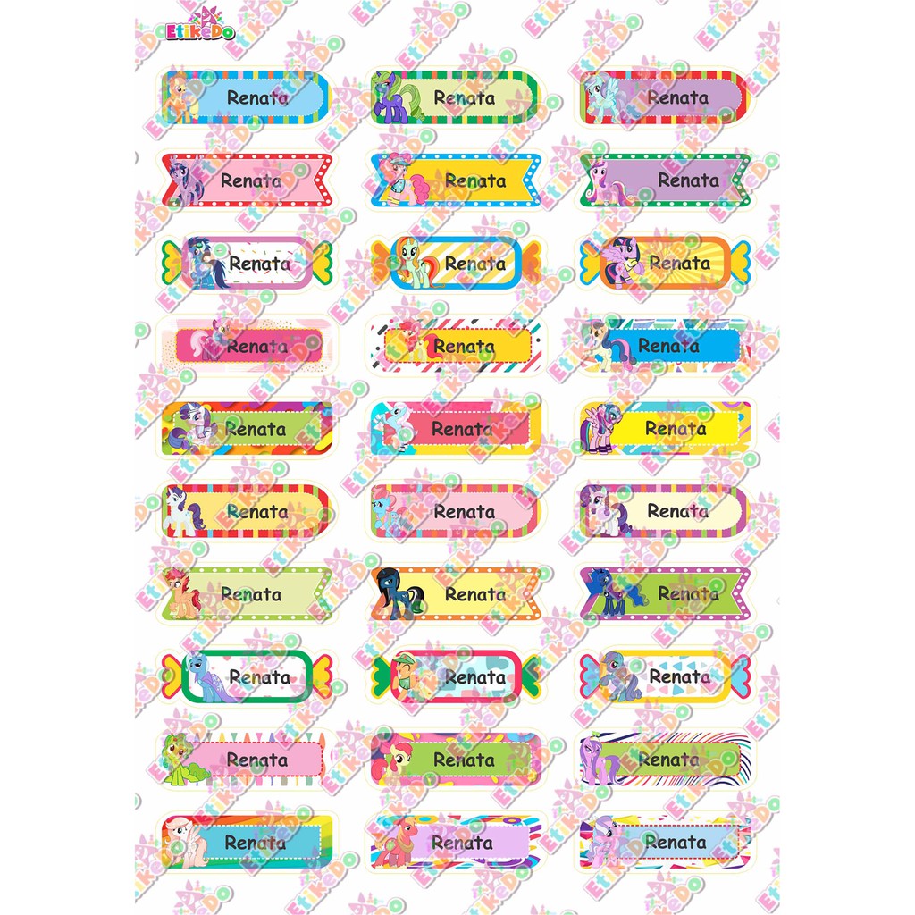 

LABEL NAMA LITTLE PONY 120 STIKER-ANTI AIR/ROBEK/LUNTUR -4 Nama LP1S4