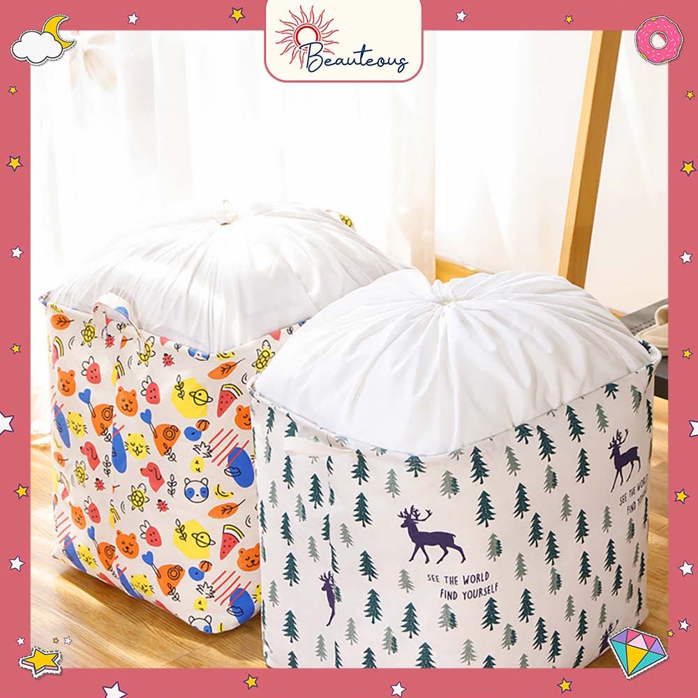 Storage Bag Jumbo Serut Tempat Penyimpanan Selimut Bad Cover Baju Keranjang Laundry Serbaguna