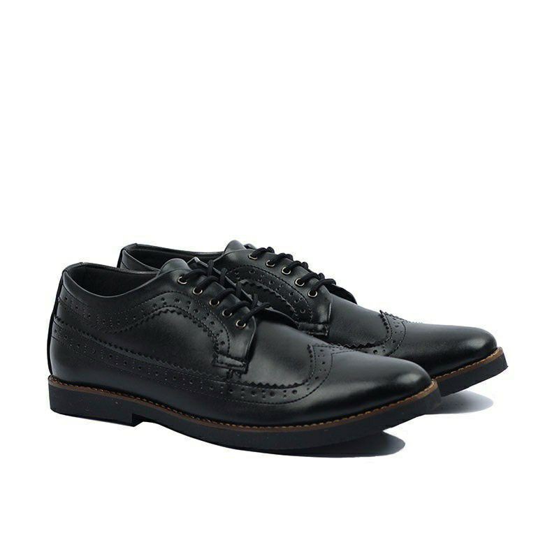 Longwing Black - Sepatu Pantofel Pria Kulit Formal Kantor Kasual Kerja Kuliah Oxford - Pantopel