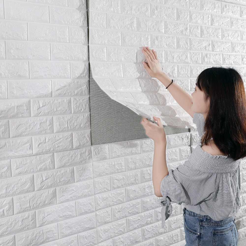 Sticker Wallpaper Dinding 3D Embosed Model Bata Stiker Foam Interior Design Dekorasi Rumah Brick