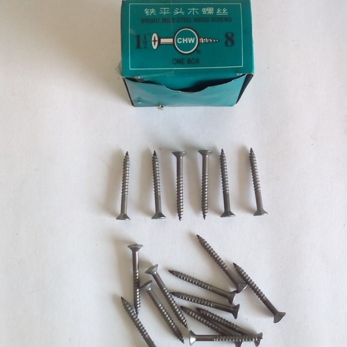 SKRUP KAYU 1 1/2&quot; X 8MM PERKOTAK/WOOD SCREW / TAPING SKRUP/SEKRUP KAYU 1.5&quot;/PAKU ULIR