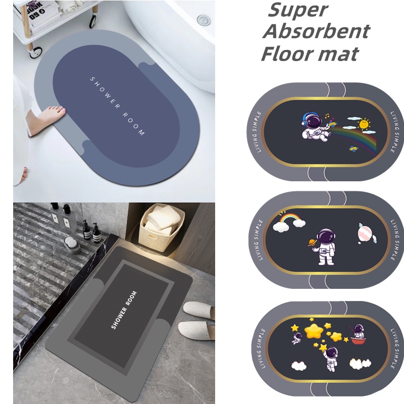 Keset Kaki Diatomite Original / Anti Slip Kamar Mandi Karet / Keset Kamar Mandi Serap Air / Keset Cepat Kering Diatomite Perlengkapan Decorasi Rumah 40*60cm