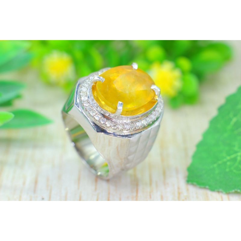 cincin perak/silver berlian eropa & batu yakut