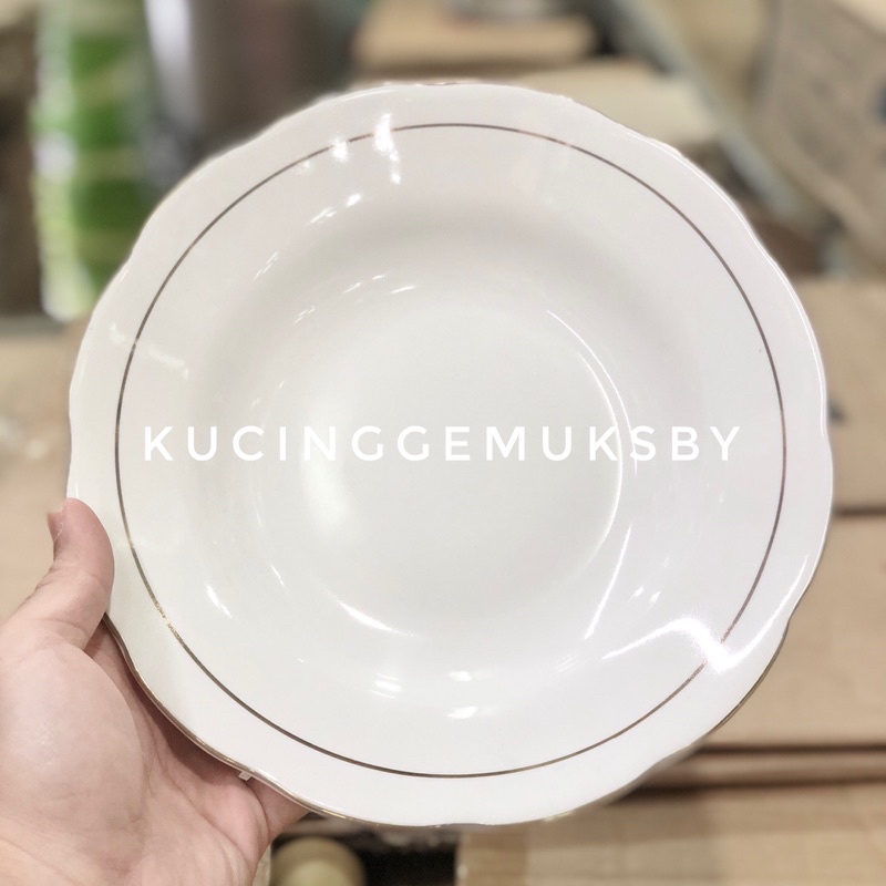 6pcs Piring Makan Keramik Sango Putih 9in 4920