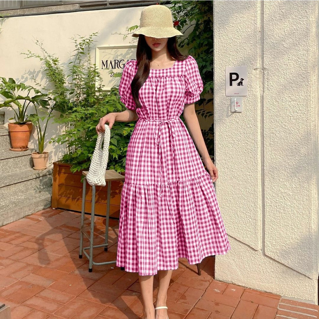 [MCFK] Dress Samola / Dress Kotak-Kotak Wanita / Longdress Casual / Dress Korea / Dress / Pakaian Wanita Terbaru