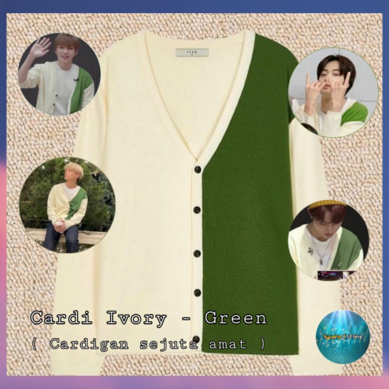 CARDIGAN IVORY - GREEN IDOL KPOP