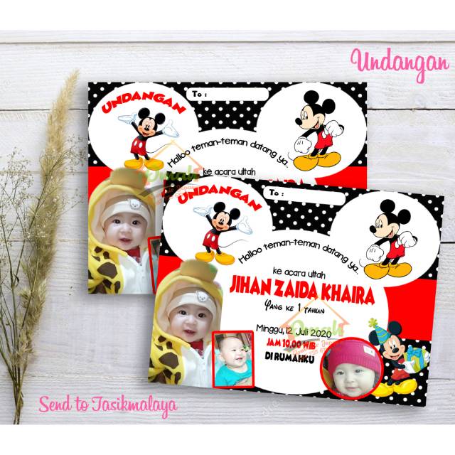 Undangan ultah,undangan karakter,undangan custom