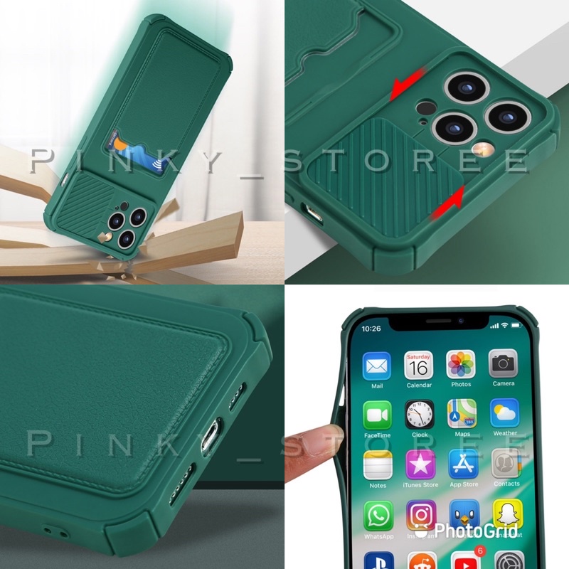 CASE IPHONE 13/ 13PRO/ 13PRO MAX/ IPHONE 12/ 12PRO/ 12PRO MAX/ IPHONE 11/ 11PRO/ 11PRO MAX/ SOFT CASE MACARON SLIDE CAMERA PLUS SLOT CARD HOLDER DESIGN/ BISA COD/ BAYAR DI TEMPAT