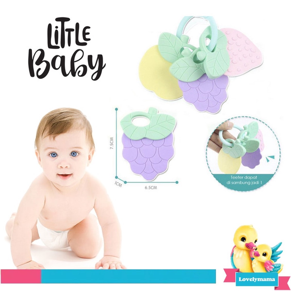 Teether bayi berbentuk buah 3in1, Mainan gigitan bayi BPA Free balita buah lembut karet Baby Fruit Teether Gigitan Bayi Bentuk Buah Bahan Silikon/ Mainan Bayi Bentuk Buah