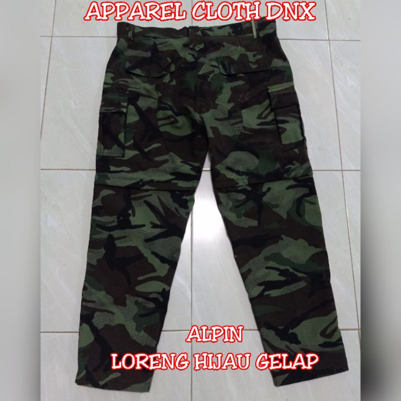 Celana Alpin Alpine Alvin Alpina Alfin Merah Hitam Biru Army Loreng Doreng, Celana Cargo Gunung SPBU