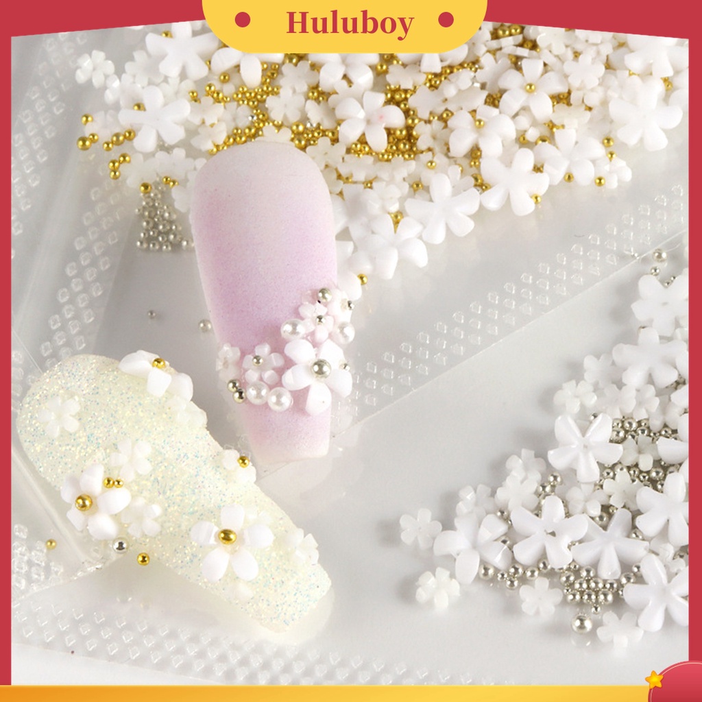 Huluboy Huluboy♡ 1 Kantong Manik-Manik Bunga 3D Multifungsi Tahan Air Untuk Dekorasi Nail Art