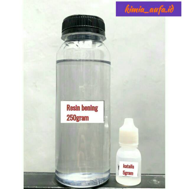 Resin super bening  250 gram dan katalis pengeras satu paket
