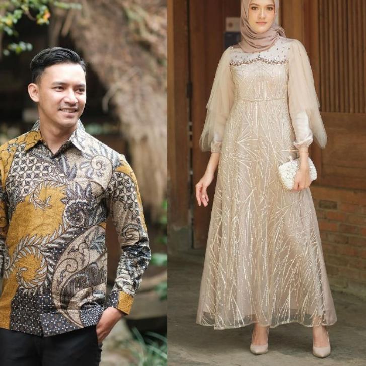 (READY) COUPLE GAMIS LUNA DRESS MODERN BAJU SYARI BUSANA MUSLIM SARIMBIT RAMADHAN KONDANGAN BAJU PAS
