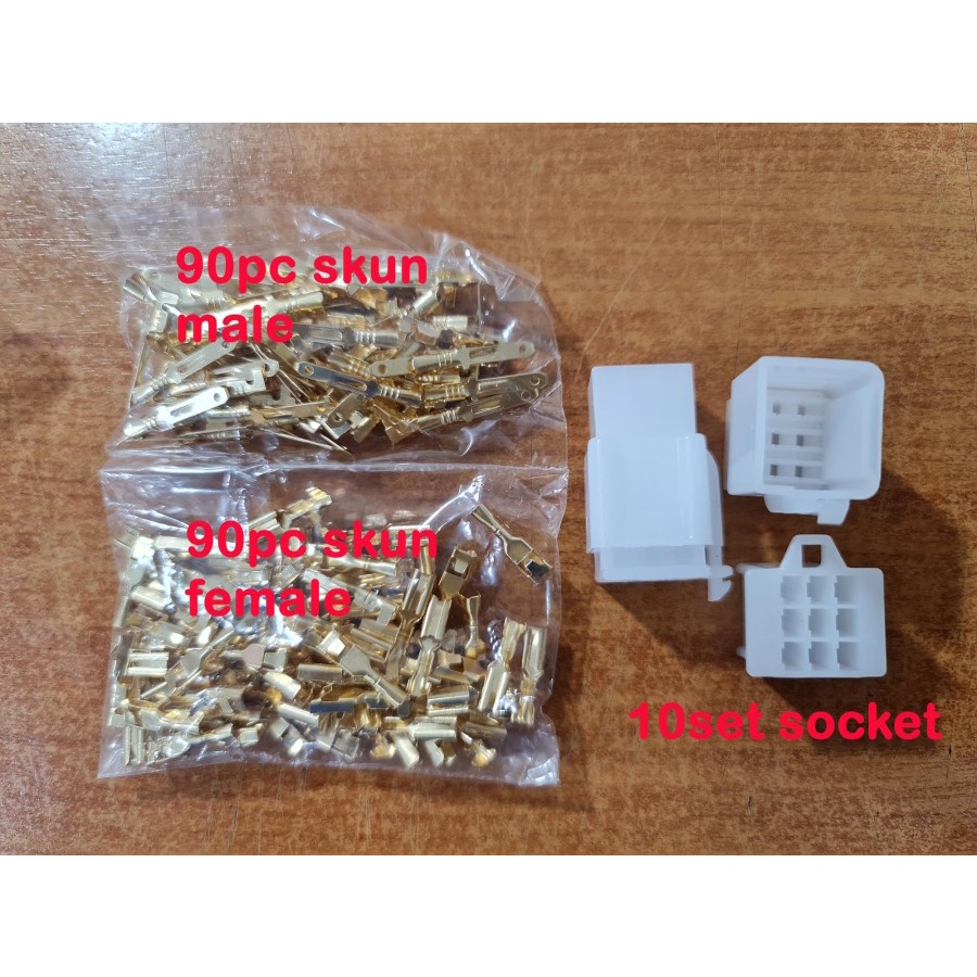 Socket motor pin kecil 2 pin - 3pin - 4pin - 6pin - 9 pin 10 set / connector skun mobil soket / konektor