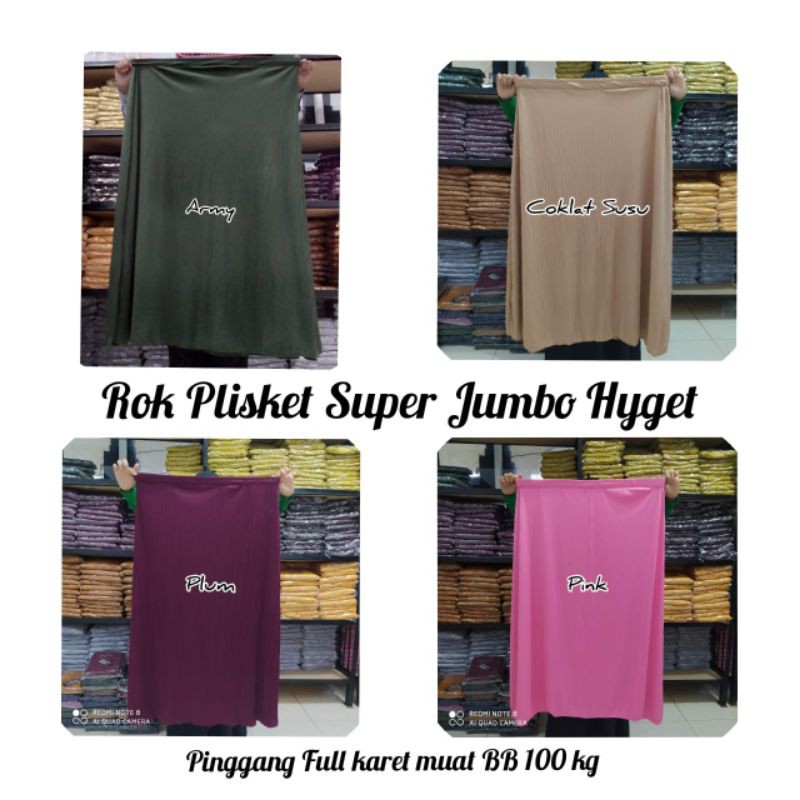 Rok plisket super jumbo polos untuk wanita gemuk