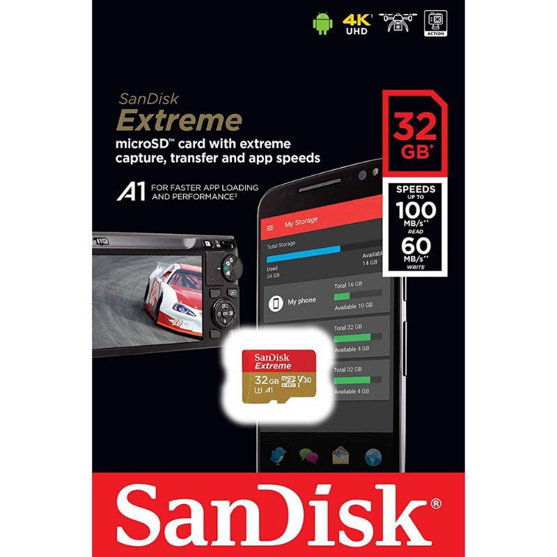 Micro SD SanDisk Extreme SDHC 32GB 100MB/s - SDSQXAF-032G-GN6MN