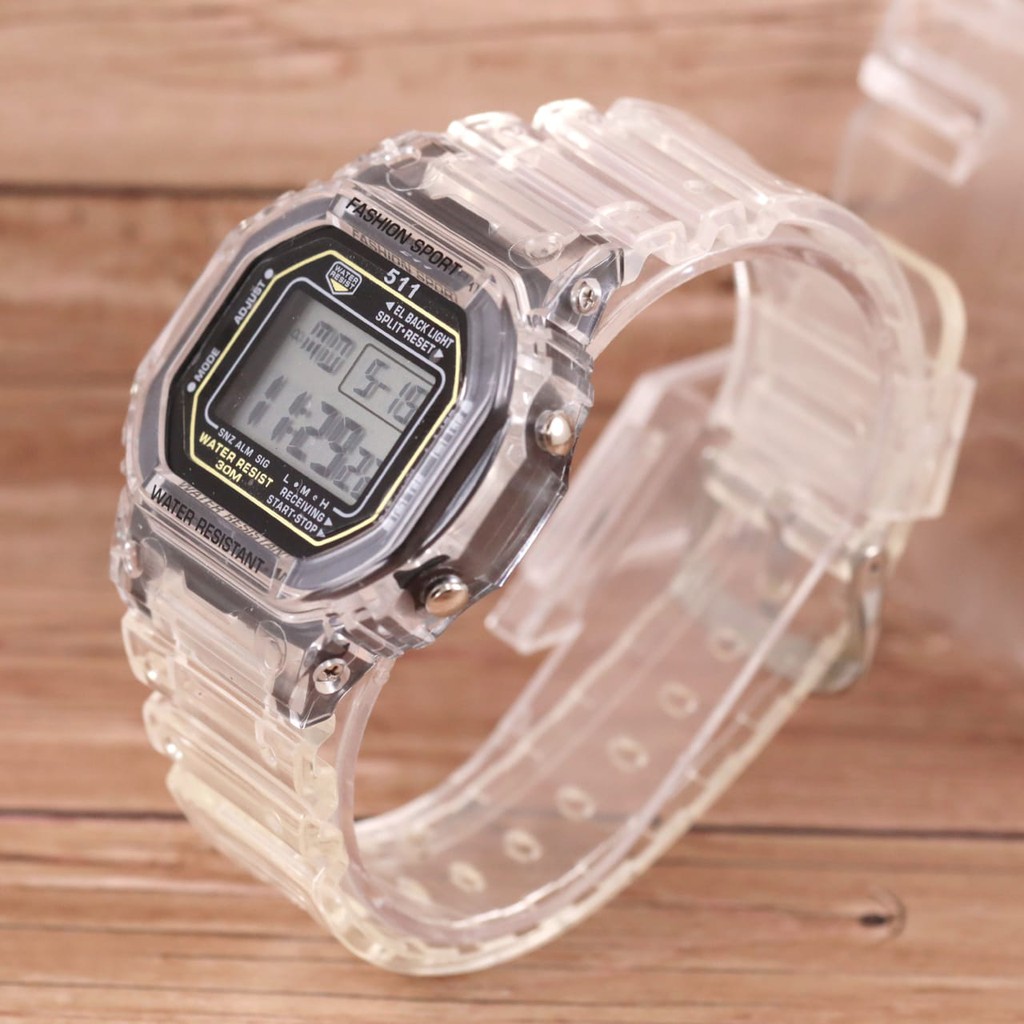 NEW PRODUK JAM TANGAN GLS 511 TRANSPARAN WATER RESIST