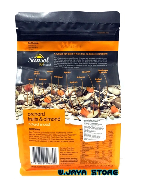 Sunsol Muesli 10+ Orchard Fruit &amp; Almond