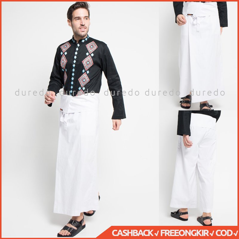 PREVIEW ITANG YUNASZ Celana Sarung Putih Polos Cesar White Sarcel Uje Modis Katun Premium