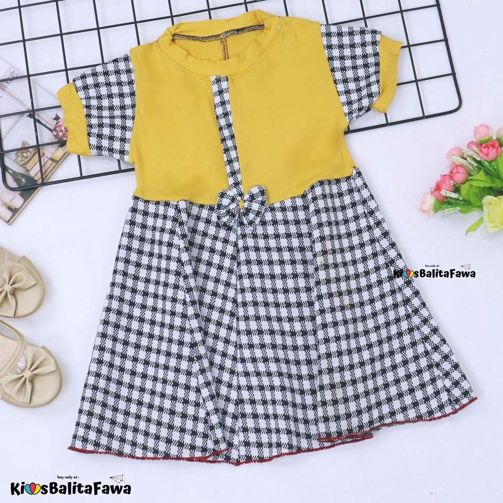 Dress Jasmine size 1-2 Tahun / Baju Pita Gaun Ballita Dres Anak Perempuan Murah Lengan Adem Grosir