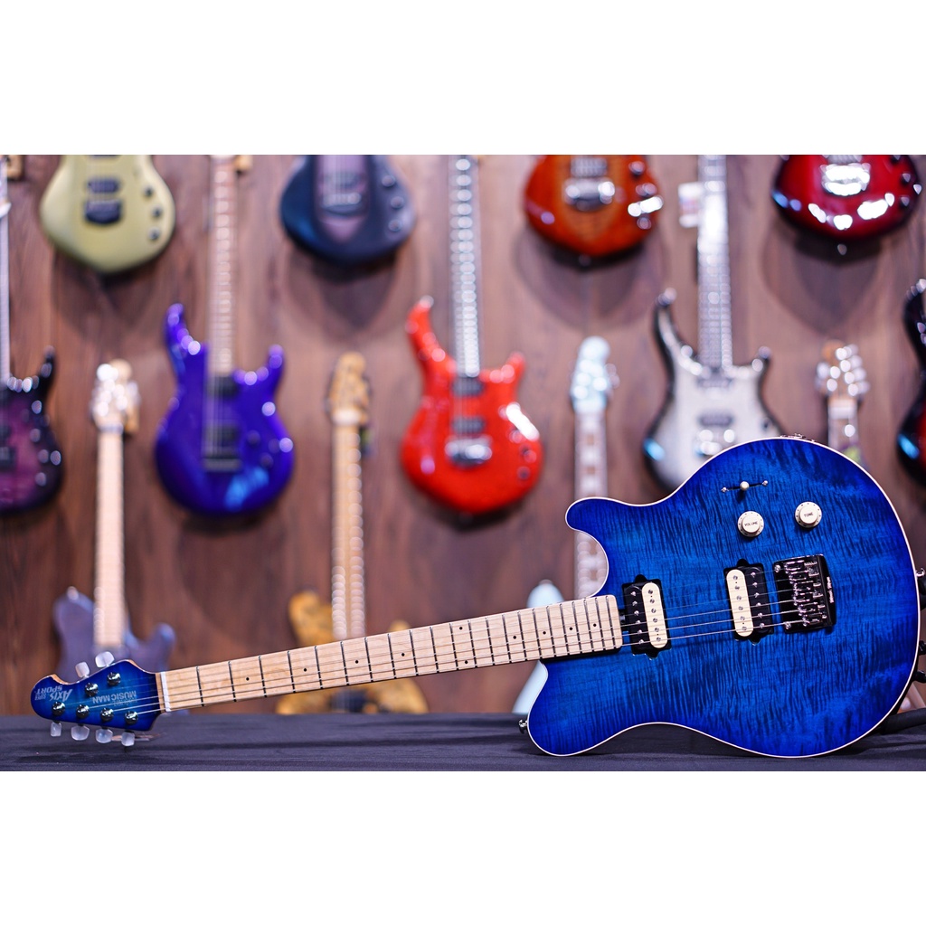 Ernie Ball Music Man Axis Super Sport HH STD - Balboa Blue Flame - Maple Matching Headstock G95466