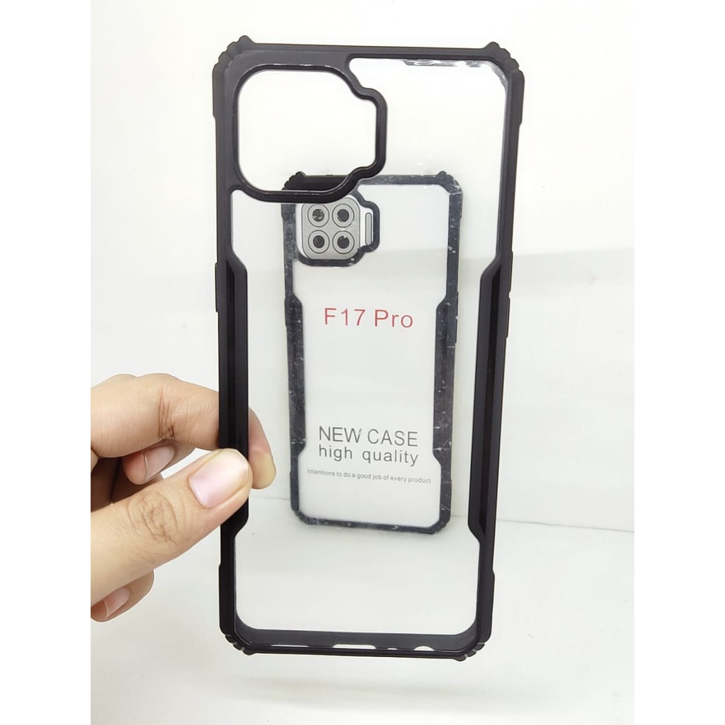 Anti Shocking Oppo RENO4 F 6.43 Inch Hardcase Mika List Hitam F17 PRO Acrylic Case