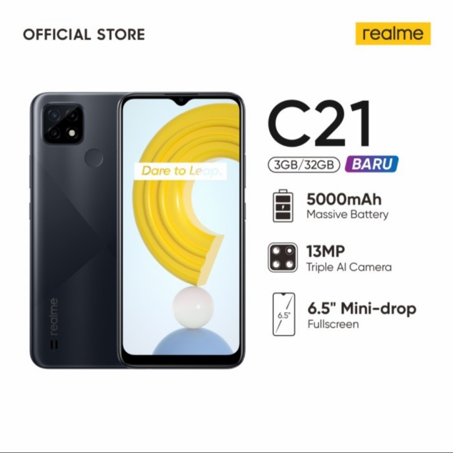 Realme C21 3/32 Ram 3GB Internal 32GB Garansi Resmi