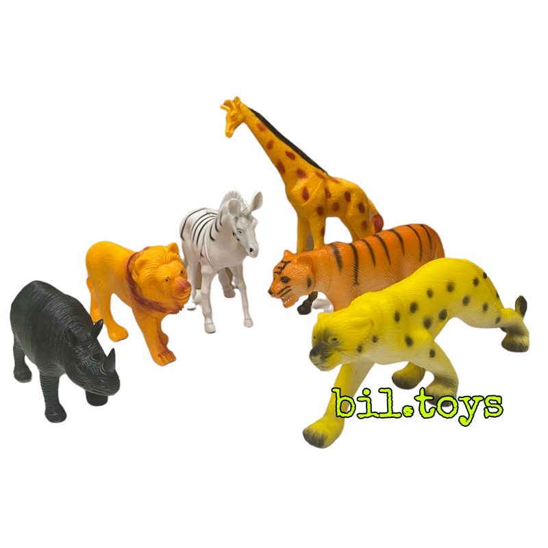 MAINAN ANAK HEWAN KARET WILD ANIMAL ISI 6pcs