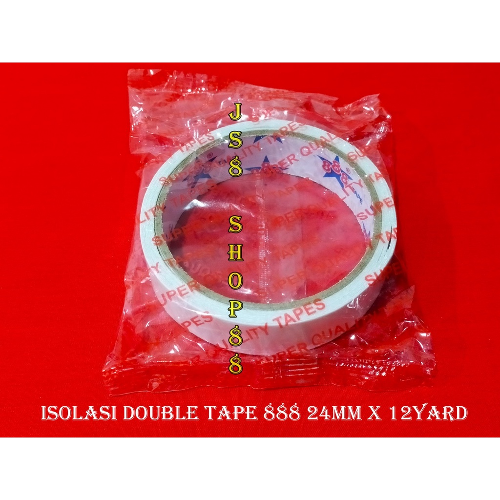

ISOLASI DOUBLE TAPE PUTIH 24MM*12YARD / DOUBLE TAPE TISSUE 24MM * 12YARD 888 HOKI TAPE ORIGINAL MURAH BERKUALITAS