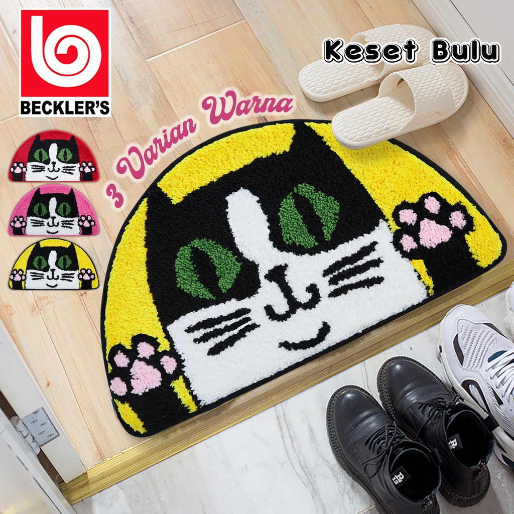 KESET RUMAH MOTIF KUCING BAHAN BULU HALUS  / KESET KAMAR MANDI BULU