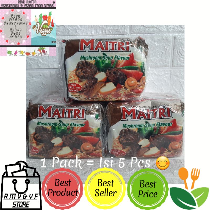 Mir Maitri / Mie Instan Vegetarian Vegan Rasa Mushroom Soup / Sup Jamur [ 5 Pcs ]