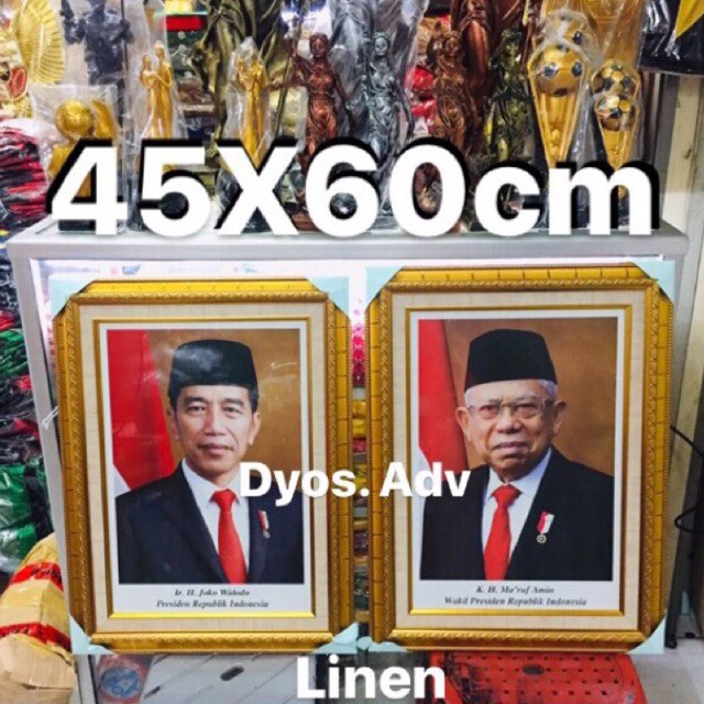 Bingkai foto presiden wakil frame presiden wakil pajangan foto presiden motif linen 45x60