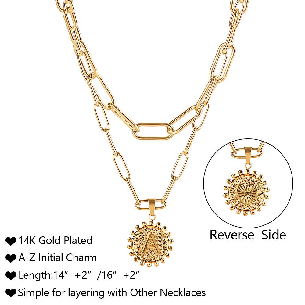 Solighter Layered Necklaces Fashion Dainty 14K Gold Plated Coin Pendant Necklaces