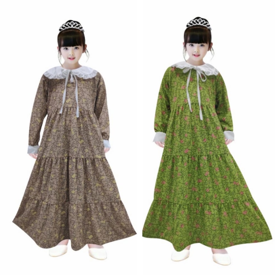 MOMOGI- GAMIS ANAK PEREMPUAN RUFFLE COLLAR KOREAN GIRL / Usia 5th-10th