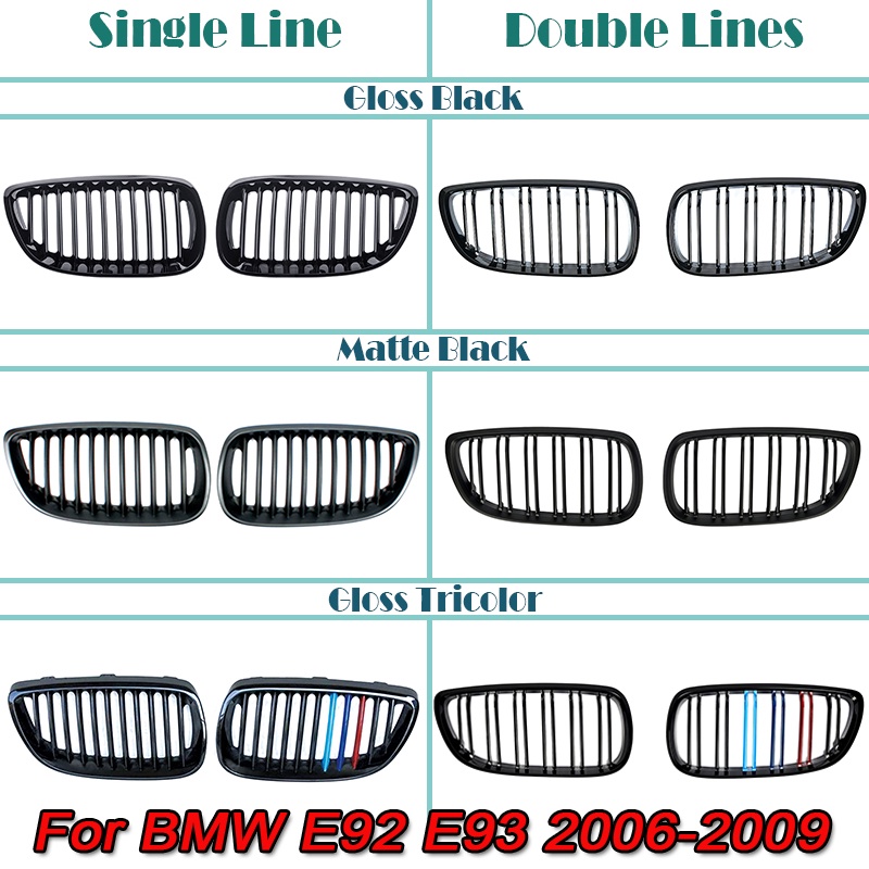 Kidney Grill Bumper Depan Warna Hitam Untuk BMW E92 E93 3 Series M3 2006-2013 M