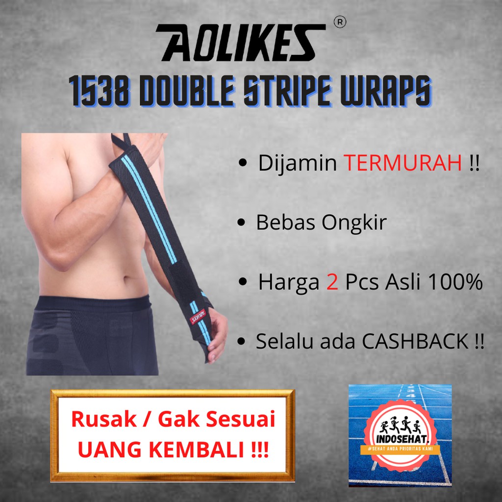 AOLIKES 1538 Double Stripe Wrist Wrap Support / Wristband - Deker Pelindung Pergelangan Tangan